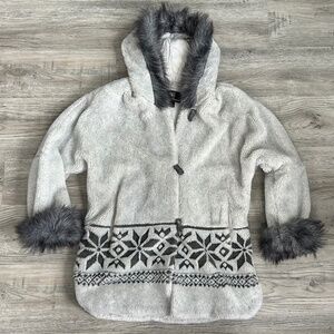 Alpine Studio Faux Fur Hooded Snowflake Jacket Sz S